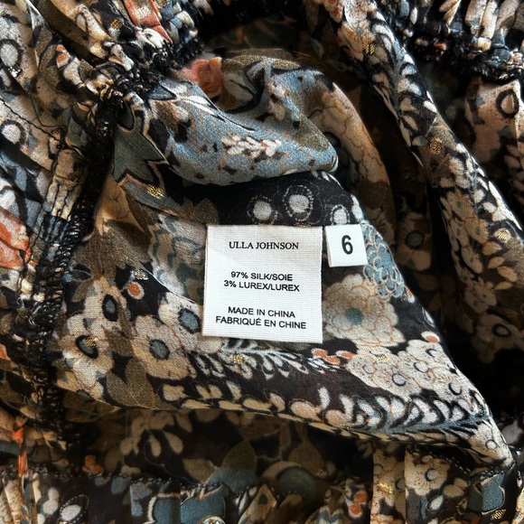 💐 Ulla Johnson Silk Ruby Blouse Night Garden 100% Silk Floral Sz 6 EUC - Picture 5 of 5